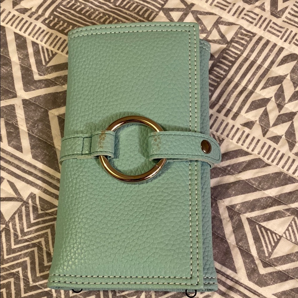 Mint Green Wallet with Gold Ring Accent